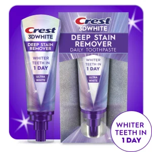 Crest 3D White Brilliance Deep Stain Remover Ultra White Teeth Whitening Toothpaste, 3.1 oz